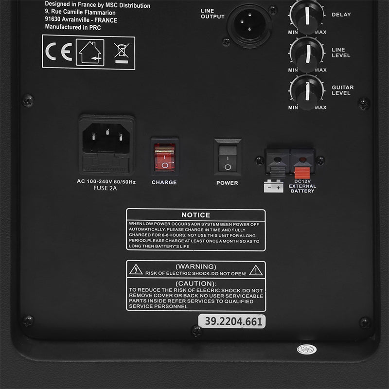Boxa Portabila 15''/38cm + Tweeter 350w Bt/usb/fm/sd + 2mic Vhf