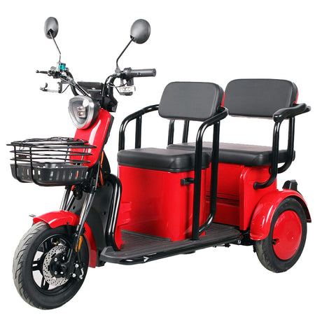 Triciclu electric două locuri RPX-TRI 1000W cu baterie 60V 20AH și opțiune portbagaj extensibil