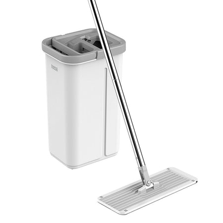Set mop plat cu găleată cu 2 cuve de 5,7 l și mâner de 124 cm Teesa TSA0045