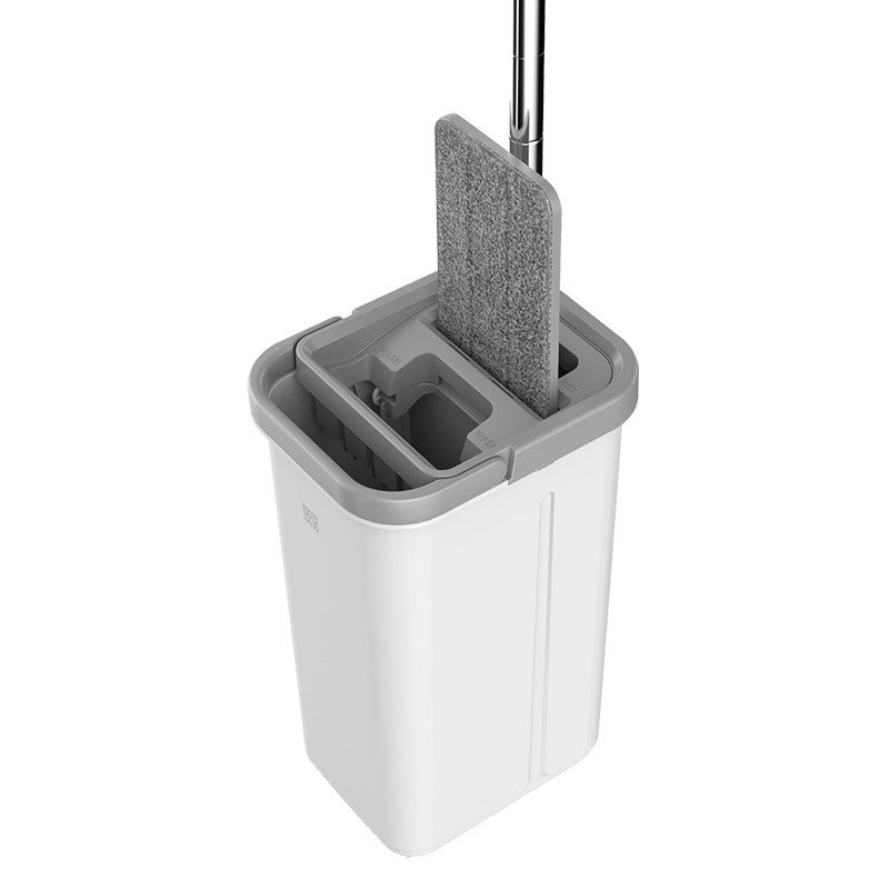 Set mop plat cu găleată cu 2 cuve de 5,7 l și mâner de 124 cm Teesa TSA0045
