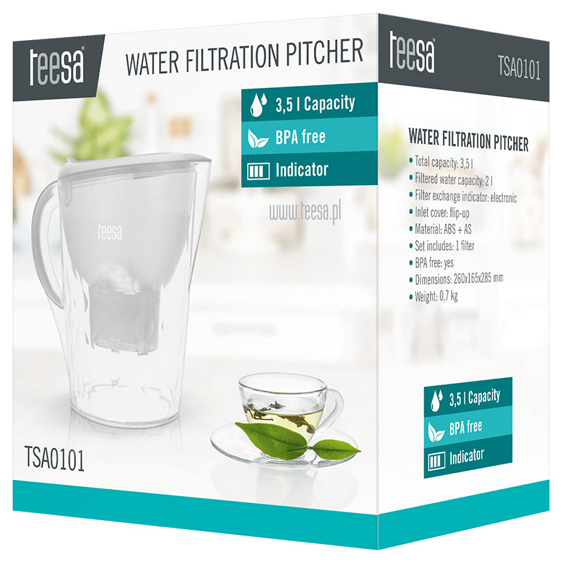 Cană filtrare apă de 3,5 l cu indicator electronic Teesa TSA0101