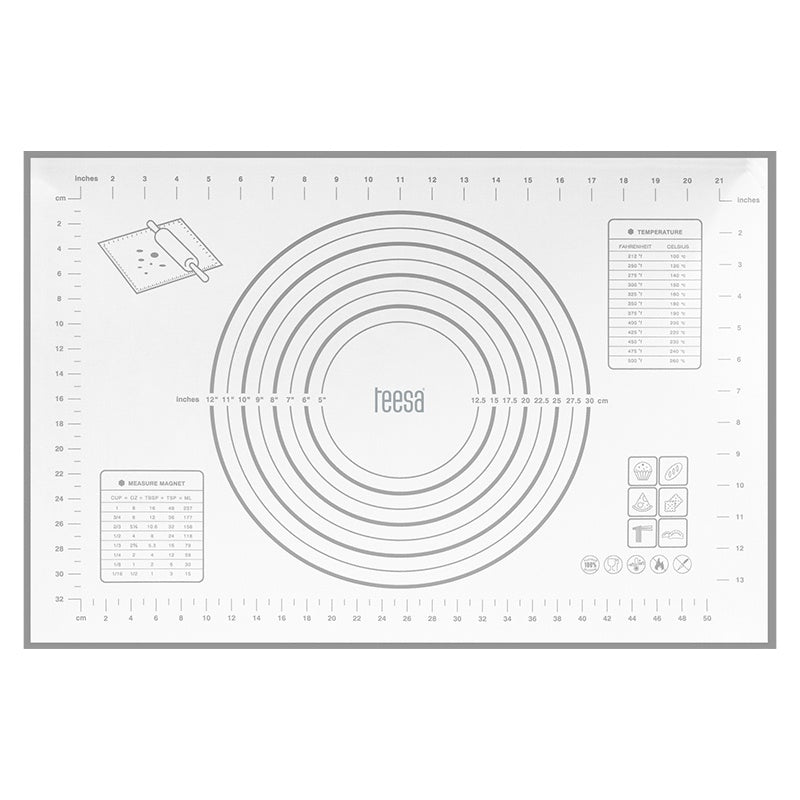Set placă de frământat din silicon cu sucitor și limitatoare de grosime Teesa TSA0174