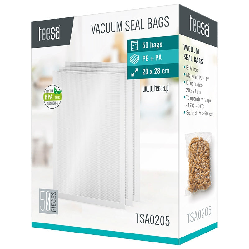 Set 50 pungi pentru ambalare în vid de 20×28 cm Teesa TSA0205