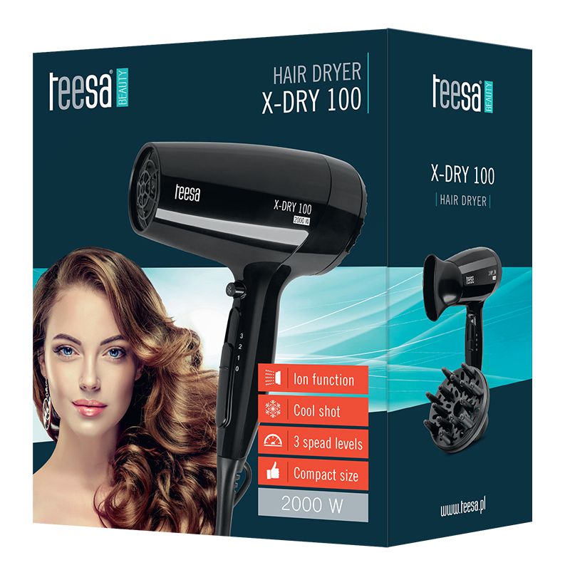 Uscător de păr X-DRY 100 cu ionizare și putere 2000 W Teesa TSA0513