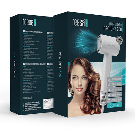 Uscător de păr 1600 W cu ionizare și 2 viteze Teesa Pro Dry 700