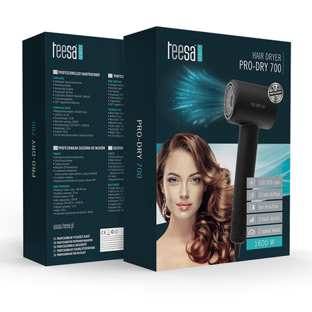 Uscător de păr 1600 W cu ionizare și 2 viteze Teesa Pro Dry 700