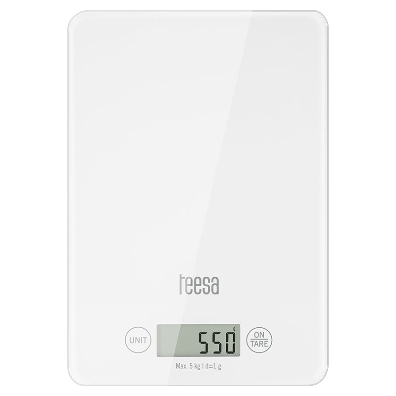 Cântar bucătărie sticlă alb Teesa TSA0804-W