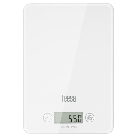 Cântar bucătărie sticlă alb Teesa TSA0804-W