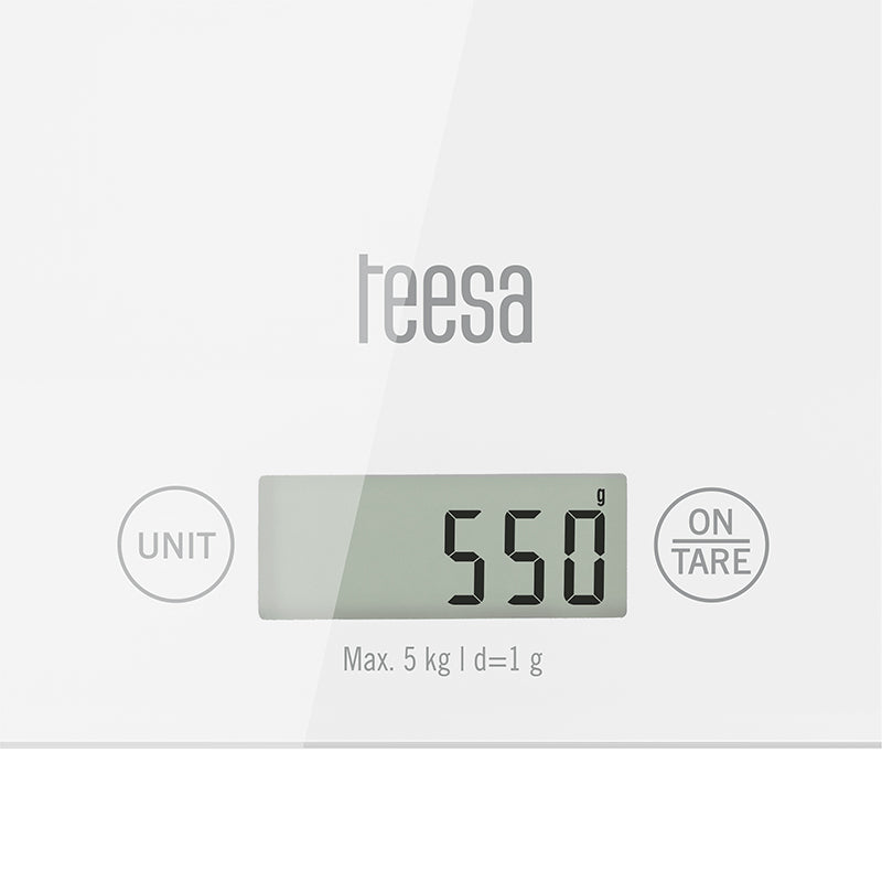 Cântar bucătărie sticlă alb Teesa TSA0804-W