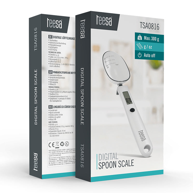 Lingură cu cântar pentru bucătărie max 300 g, display LCD, precizie 0.1 g Teesa TSA0816