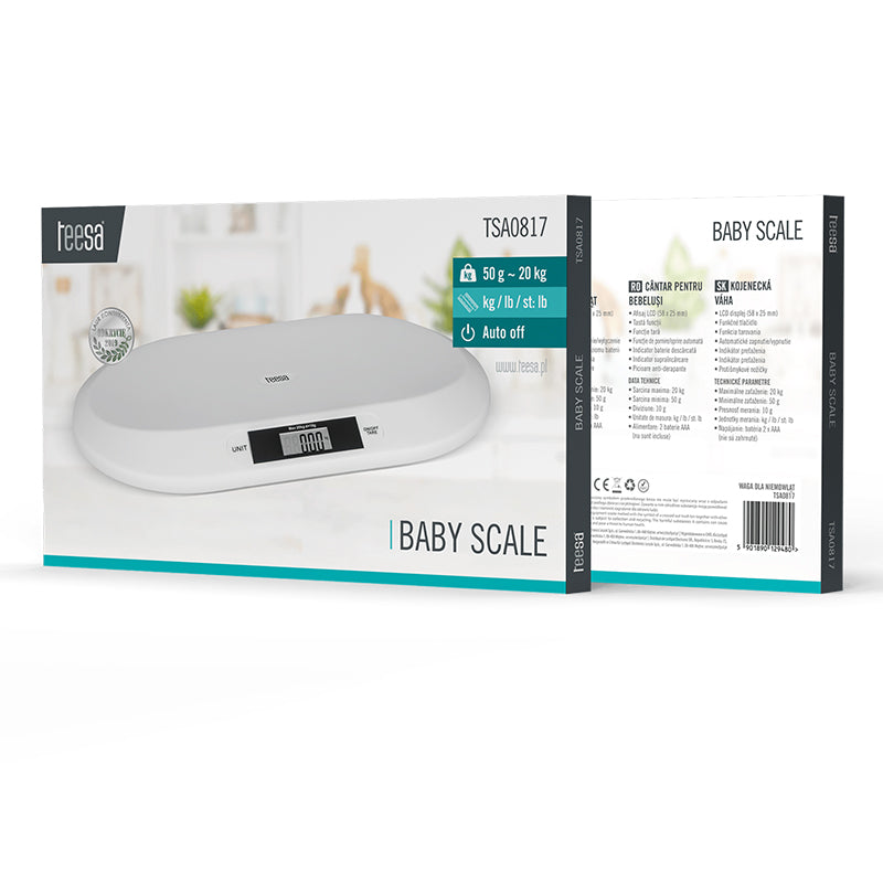 Cântar nou-născuți cu afișaj LCD, 20 kg, funcție tarare, Teesa TSA0817