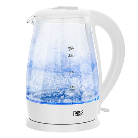 Fierbător electric cordless 1,7 l sticlă borosilicată alb Teesa TSA1511W