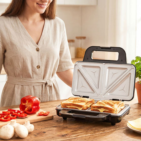 Sandwich maker ceramic XXL, 900 W, mâner rece, Teesa TSA3226
