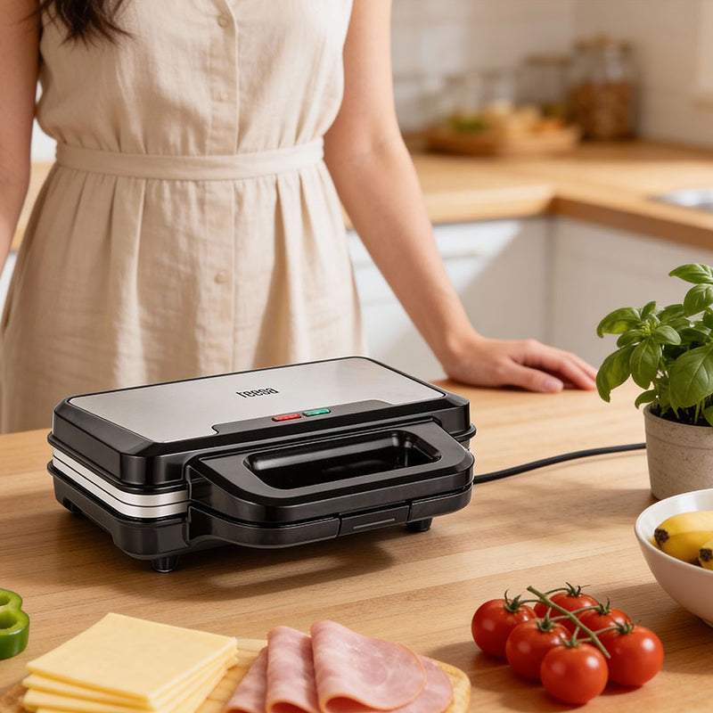 Sandwich maker ceramic XXL, 900 W, mâner rece, Teesa TSA3226