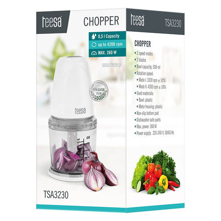 Tocător electric cu bol din plastic de 500 ml și putere 260 W Teesa TSA3230