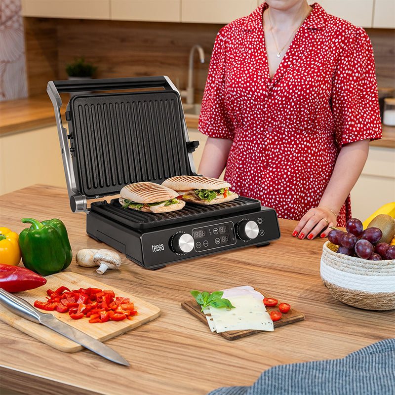 Grill electric Panini Sandwich 2000 W, 7 poziții, LED, Teesa TSA3239