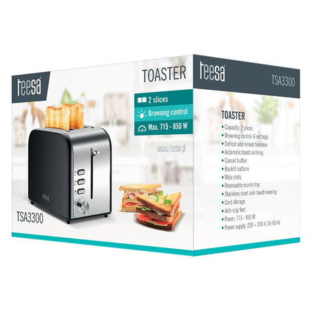 Prăjitor de pâine pentru 2 felii cu putere 850 W Teesa TSA3300