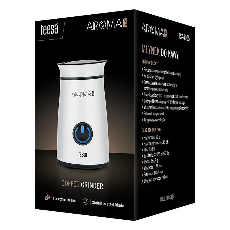 Râșniță de cafea Aroma G50 cu capacitate 50 g și putere 150 W Teesa TSA4005