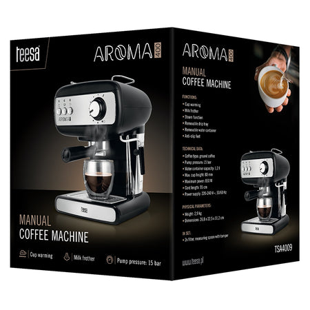 Espressor manual de 15 bar și 850 W pentru cafea măcinată Teesa TSA4009