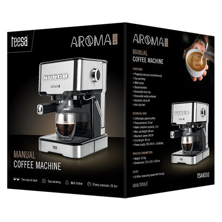 Espressor manual cu presiune de 15 bar și putere de 850 W Teesa TSA4010