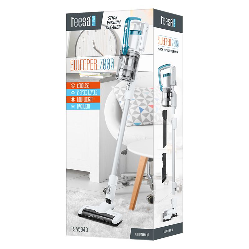Aspirator vertical fără fir 2 în 1 Sweeper 7000 de 150 W cu baterie 25,2 V Teesa TSA5040