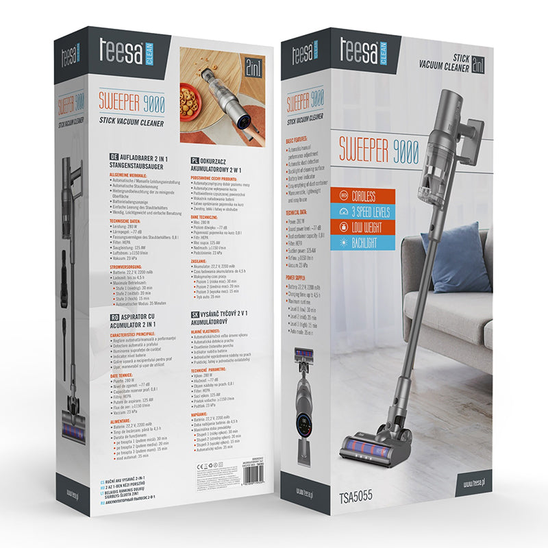 Aspirator cu acumulator 2 în 1 Sweeper 9000, 280 W, filtru HEPA, Teesa TSA5055