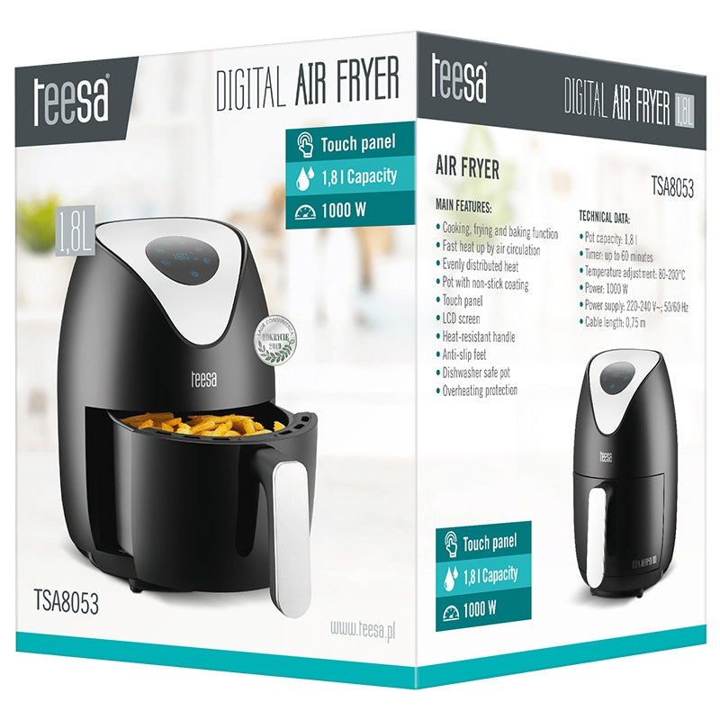 Friteuză digitală cu aer cald de 1,8 l cu putere 1000 W Teesa TSA8053