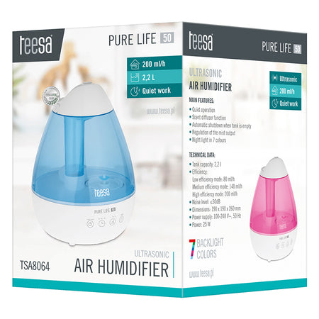 Umidificator ultrasonic PURE LIFE 50 cu rezervor de 2,2 l și difuzor de arome Teesa TSA8064