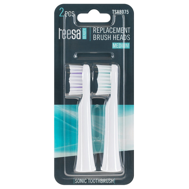 Set 2 capete de rezervă cu peri medii pentru periuța electrică Sonic Lite Teesa TSA8075