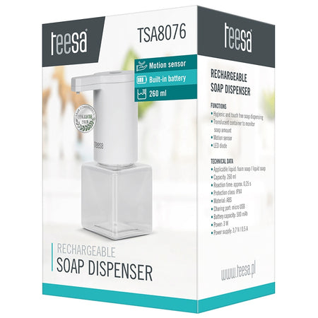 Dozator automat de săpun spumă cu acumulator de 260 ml Teesa TSA8076
