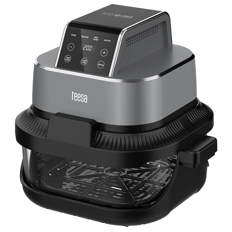 Friteuză Glass Airfryer 4 l + 1,5 l, 1500 W, panou tactil, Teesa TSA8090