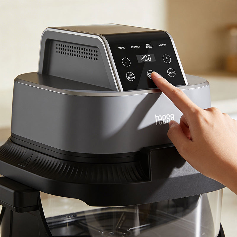 Friteuză Glass Airfryer 4 l + 1,5 l, 1500 W, panou tactil, Teesa TSA8090