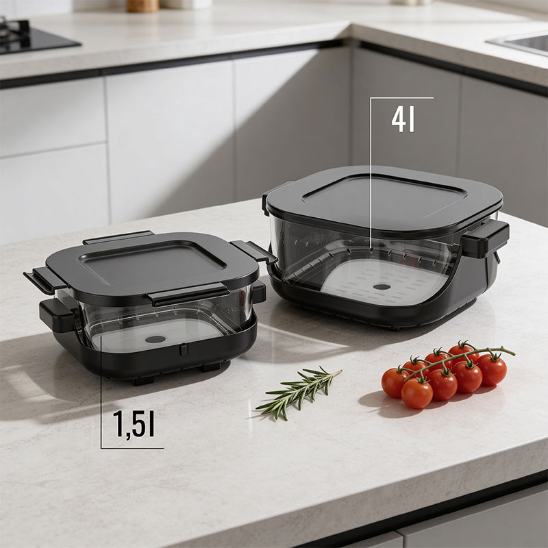 Friteuză Glass Airfryer 4 l + 1,5 l, 1500 W, panou tactil, Teesa TSA8090