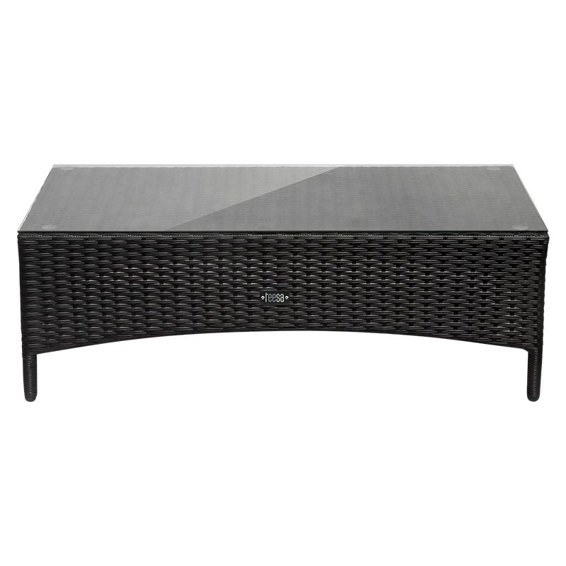 Set mobilier grădină LILY 2 din ratan negru pentru 4 persoane cu canapea, 2 fotolii și masă Teesa TSA9001