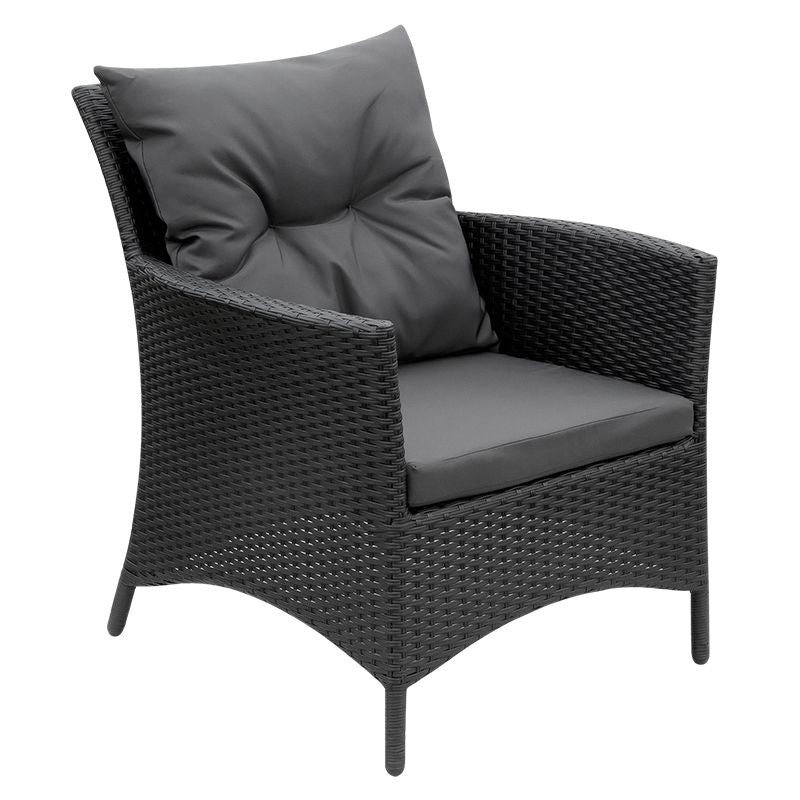 Set mobilier grădină LILY 2 din ratan negru pentru 4 persoane cu canapea, 2 fotolii și masă Teesa TSA9001