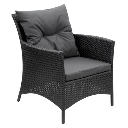 Set mobilier grădină LILY 2 din ratan negru pentru 4 persoane cu canapea, 2 fotolii și masă Teesa TSA9001