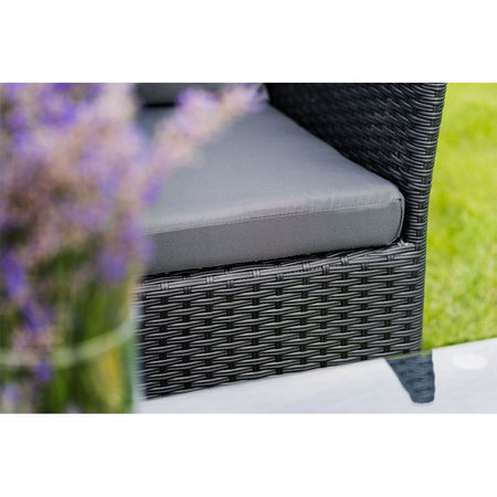Set mobilier grădină LILY 2 din ratan negru pentru 4 persoane cu canapea, 2 fotolii și masă Teesa TSA9001