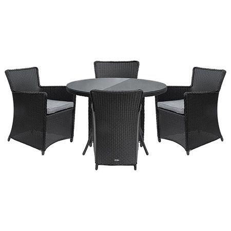 Set mobilier grădină Amber 2, ratan negru, 4 locuri, masă sticlă, Teesa TSA9003
