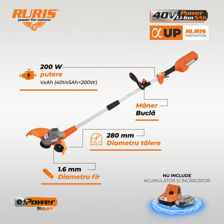 Trimmer Pe Acumulator Ruris Rt3345e