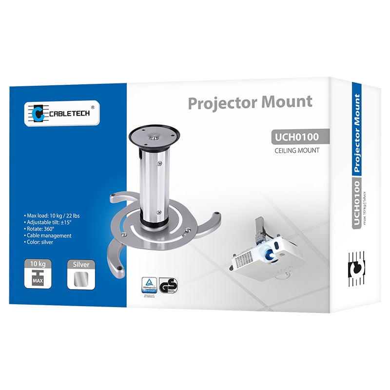 Suport de tavan pentru proiector gri cu sarcină maximă 10 kg Cabletech UCH0100