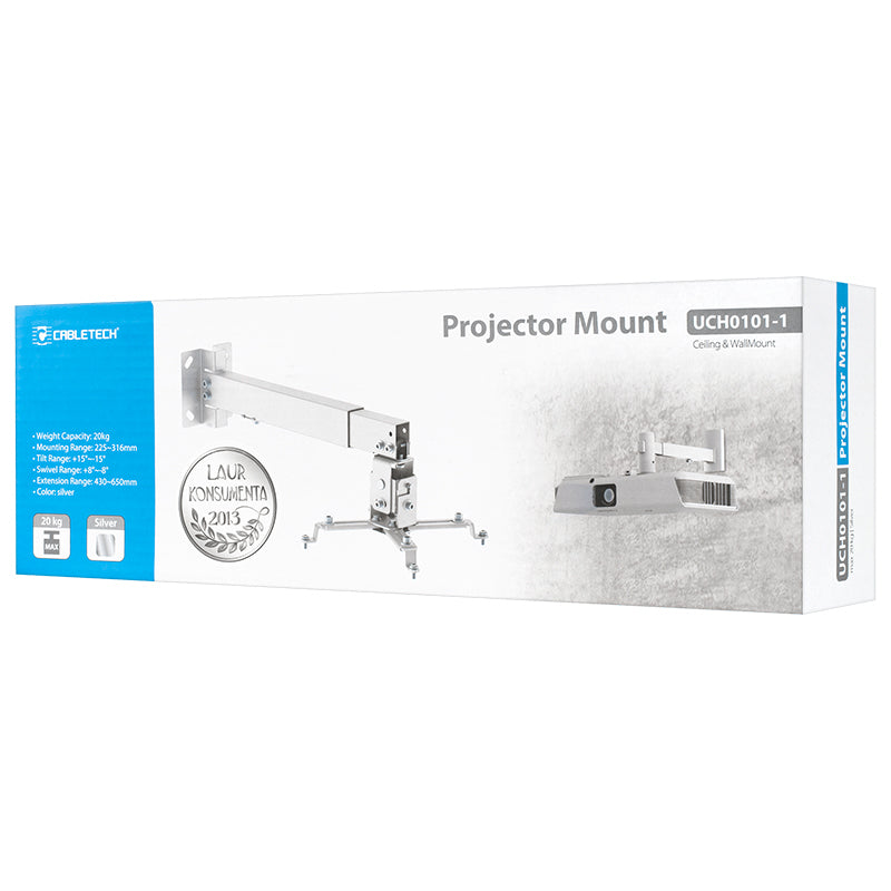 Suport proiector de perete și tavan cu braț reglabil și sarcină maximă 20 kg Cabletech UCH0101-1
