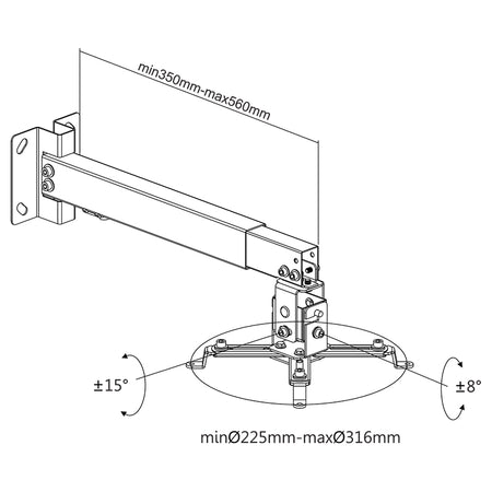Suport proiector de perete și tavan cu braț reglabil și sarcină maximă 20 kg Cabletech UCH0101-1