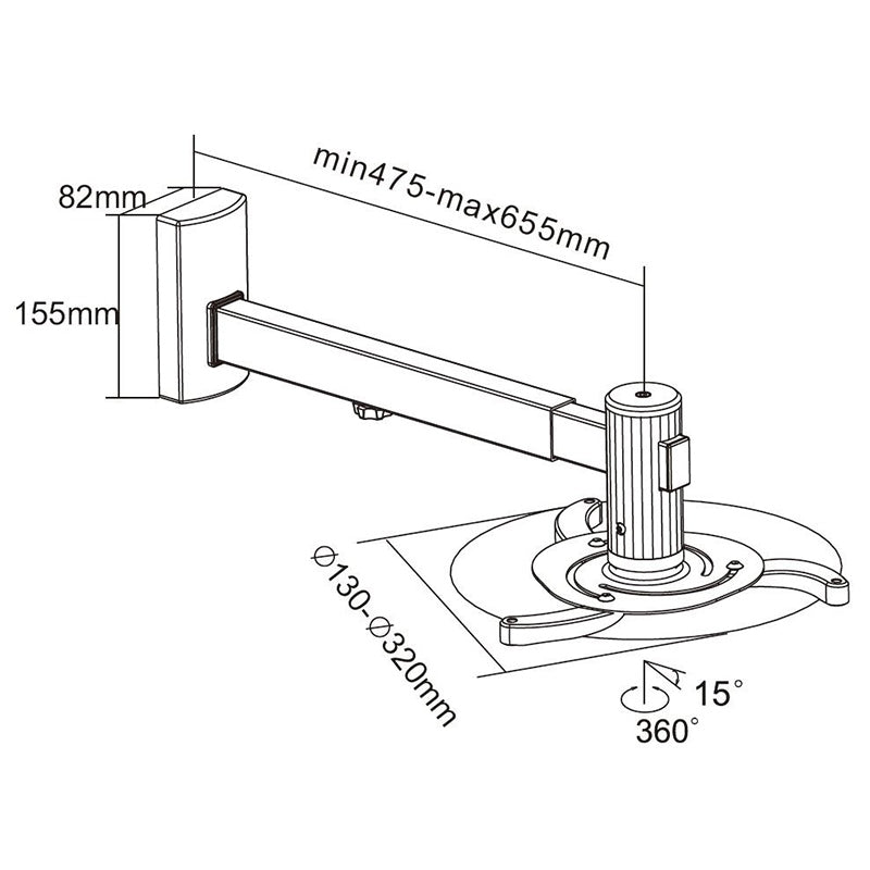 Suport de perete pentru proiector gri cu sarcină maximă de 10 kg Cabletech UCH0101