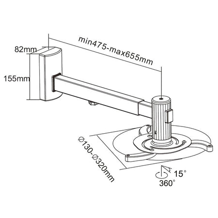 Suport de perete pentru proiector gri cu sarcină maximă de 10 kg Cabletech UCH0101