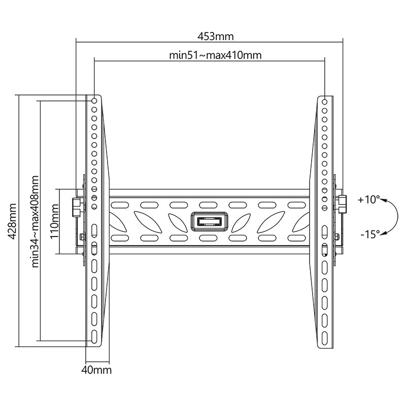 Suport TV de perete pentru 32-55 inch cu VESA 400×400 și înclinare reglabilă Cabletech UCH0120