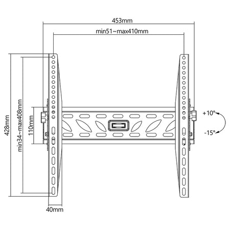 Suport TV de perete pentru 32-55 inch cu VESA 400×400 și înclinare reglabilă Cabletech UCH0120