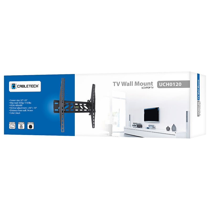 Suport TV de perete pentru 32-55 inch cu VESA 400×400 și înclinare reglabilă Cabletech UCH0120