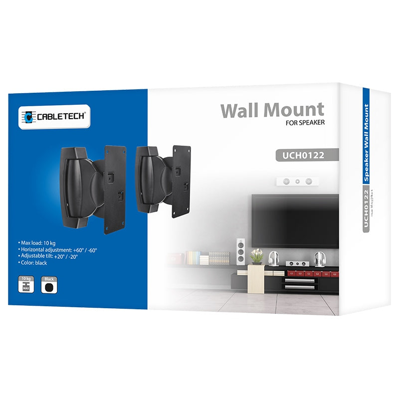 Set 2 suporturi de perete pentru difuzoare din plastic cu unghi ajustabil și sarcină max. 8 kg Cabletech UCH0122