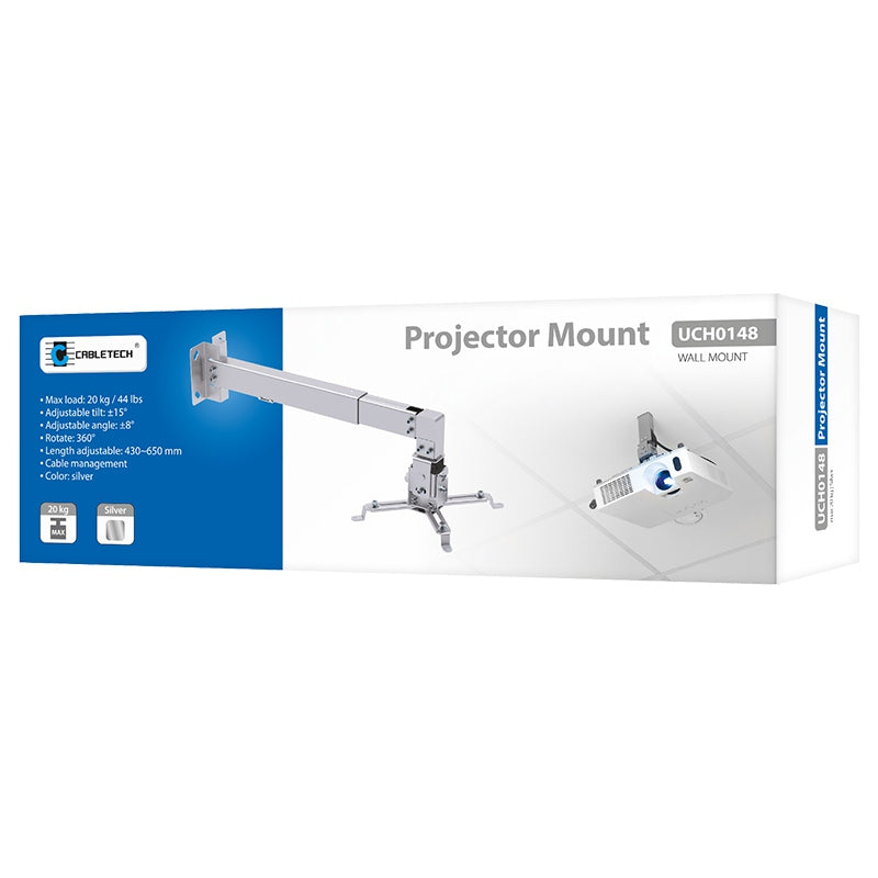 Suport de perete pentru retroproiector, distanță ajustabilă 430-650 mm, gri, UCH0148