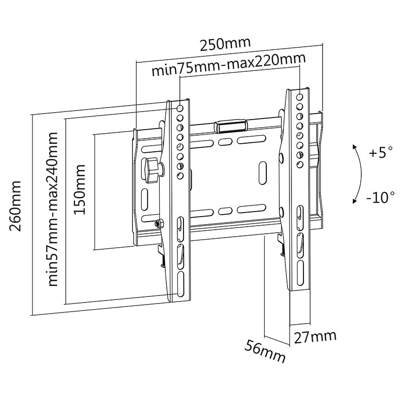 Suport LED TV 23-42 inch înclinație verticală, montare perete, Cabletech UCH0184